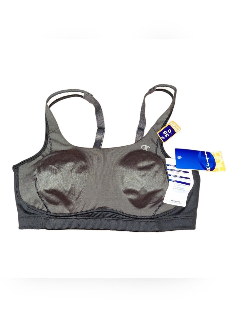 Champion Gray/Black Supportive Sports Bra Size 36C NWT